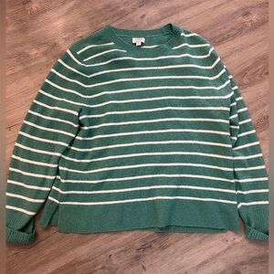 J. Crew Teal and White Striped Knit